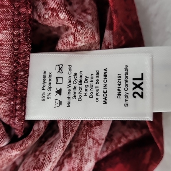 NWT LuLaRoe Iris Tunic Vee Neck size 2XL Blotched Reds - Picture 5 of 6